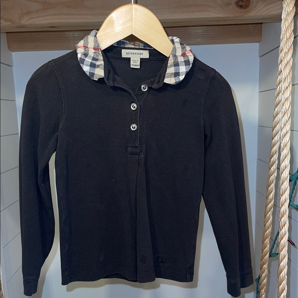 Burberry Black Shirt with Check Collar